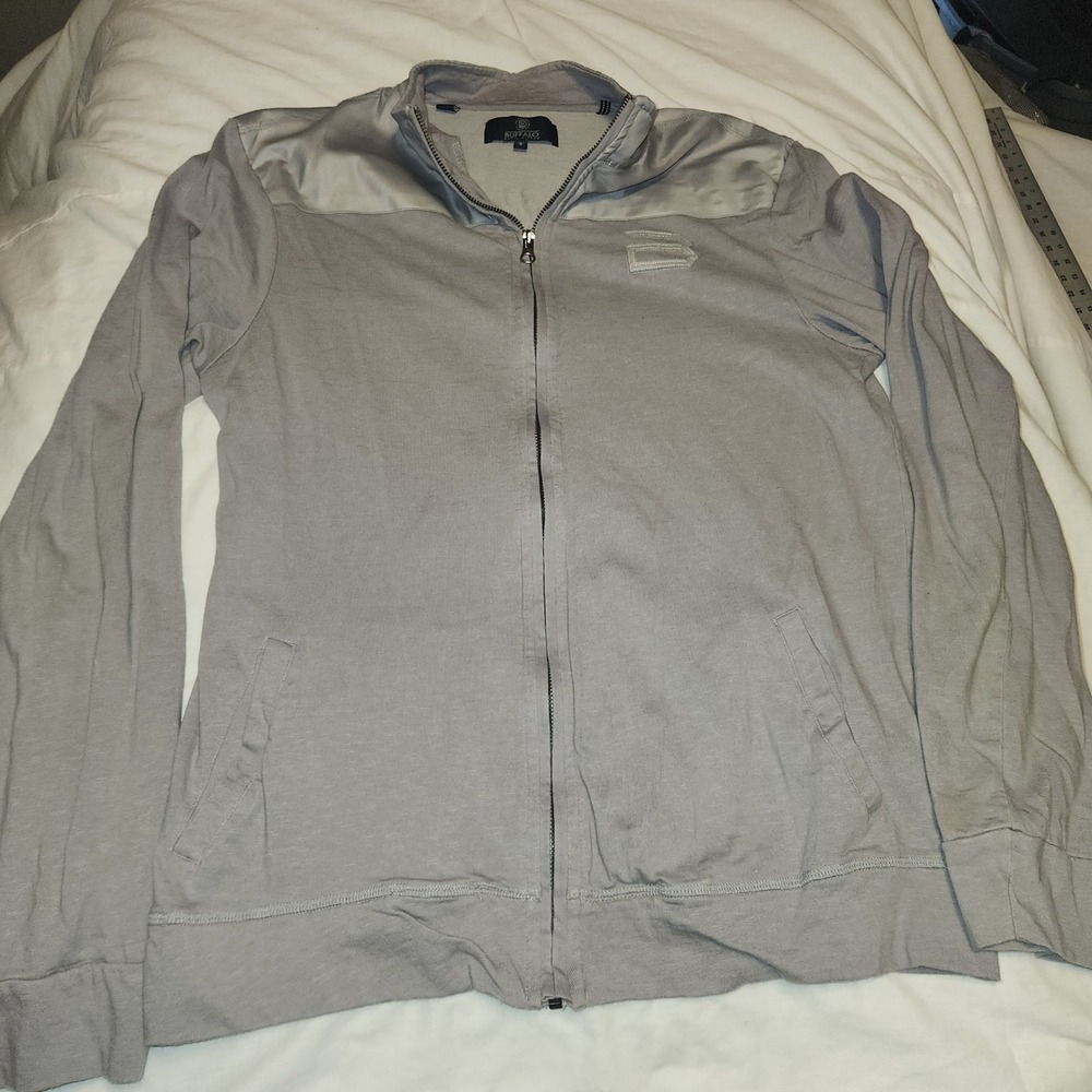 Buffalo David Bitton Mens Gray Full Zip Track Jacket Satin Trim Large
